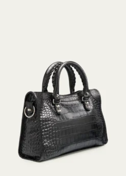 BalenciagaLe City Small Croc-Embossed Leather Top-Handle Bag