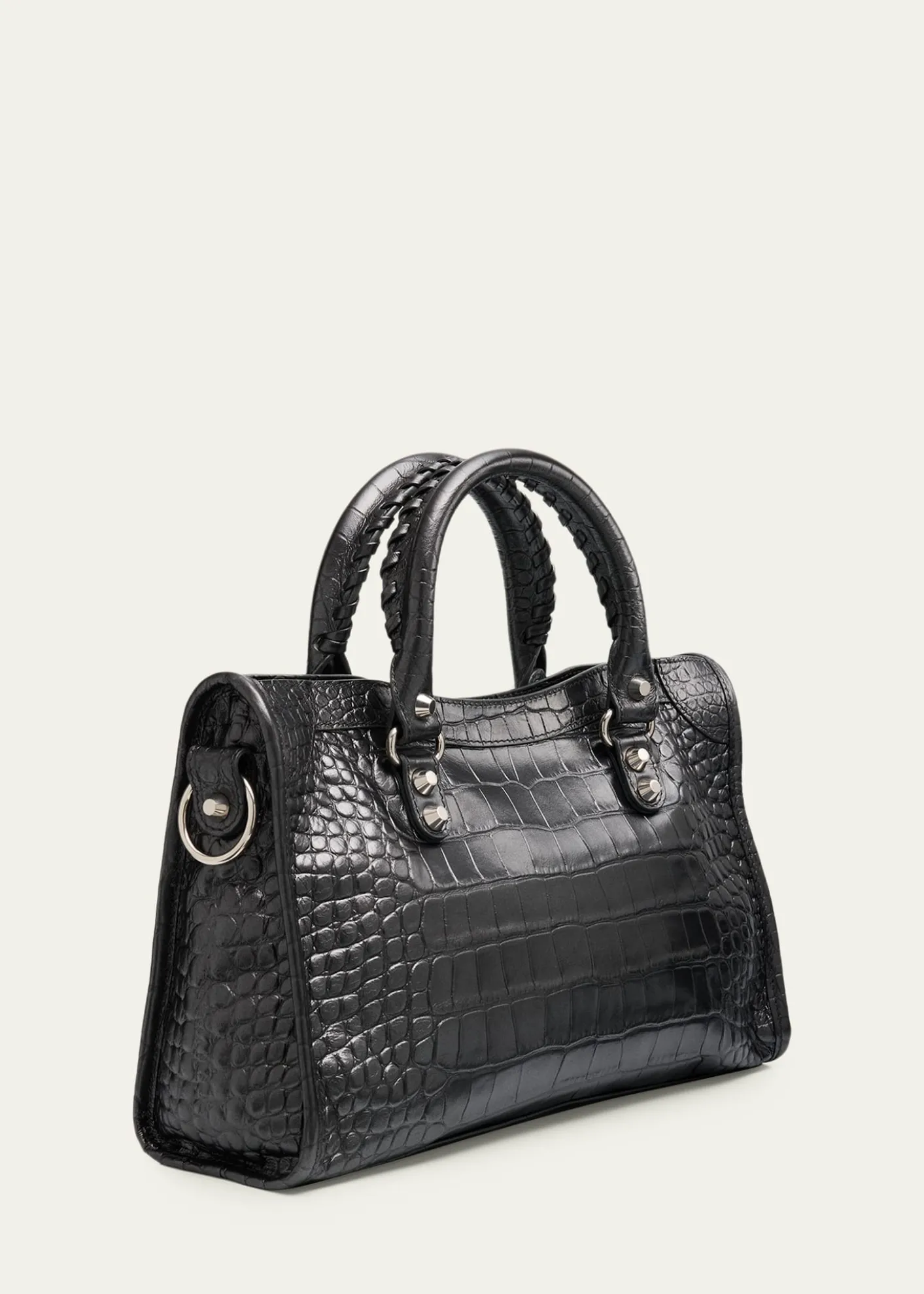 BalenciagaLe City Small Croc-Embossed Leather Top-Handle Bag