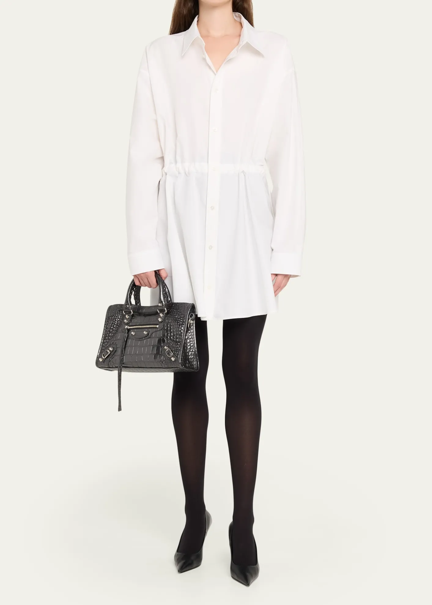 BalenciagaLe City Small Croc-Embossed Leather Top-Handle Bag