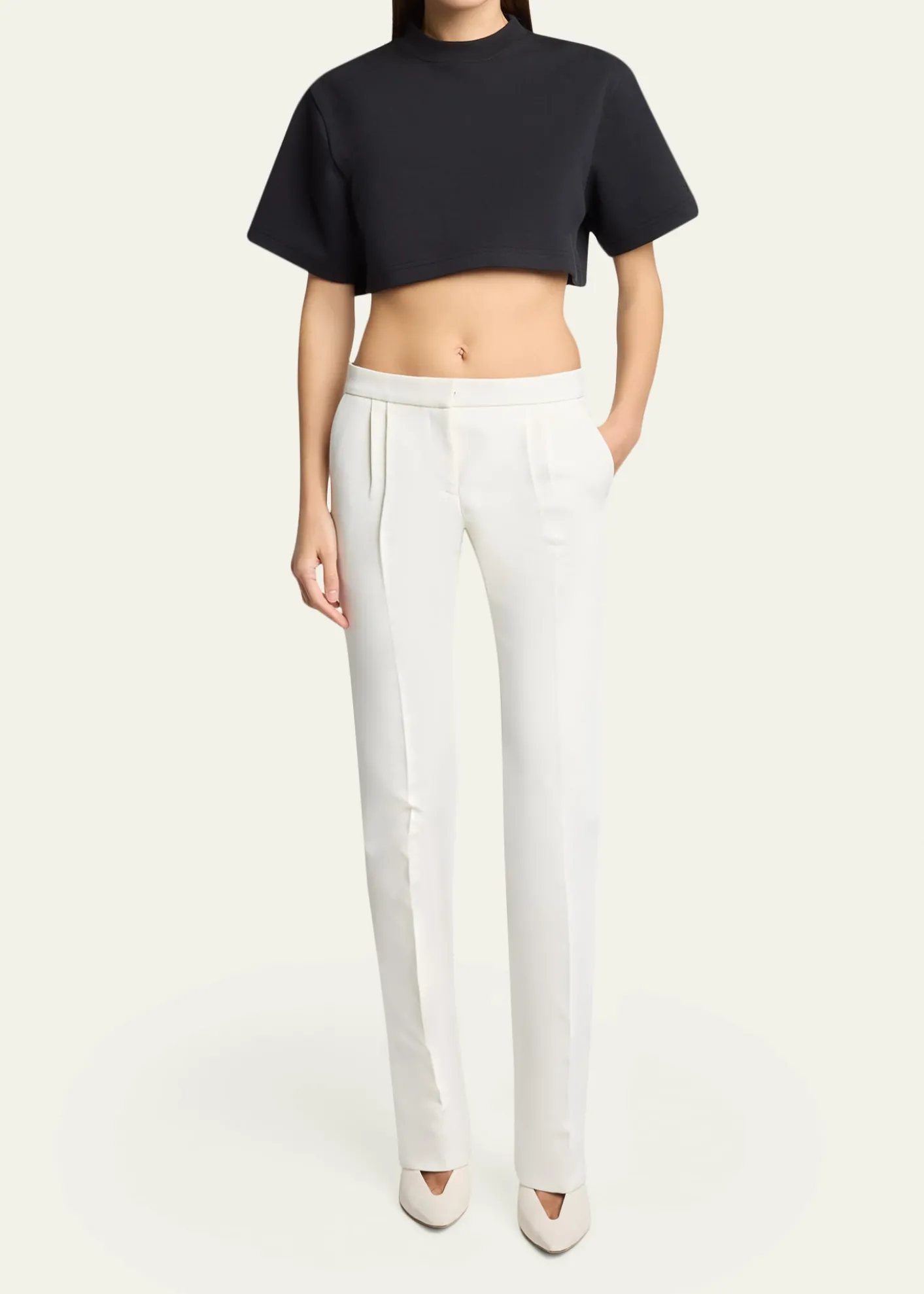 BalenciagaLow-Rise Pleated Slim-Leg Tailored Pants