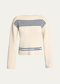 BalenciagaMariniere Striped Cotton Knit Boat-Neck Sweater