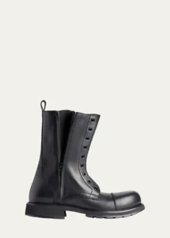BalenciagaMen's Truck Leather Cap-Toe Lace-Up Boots