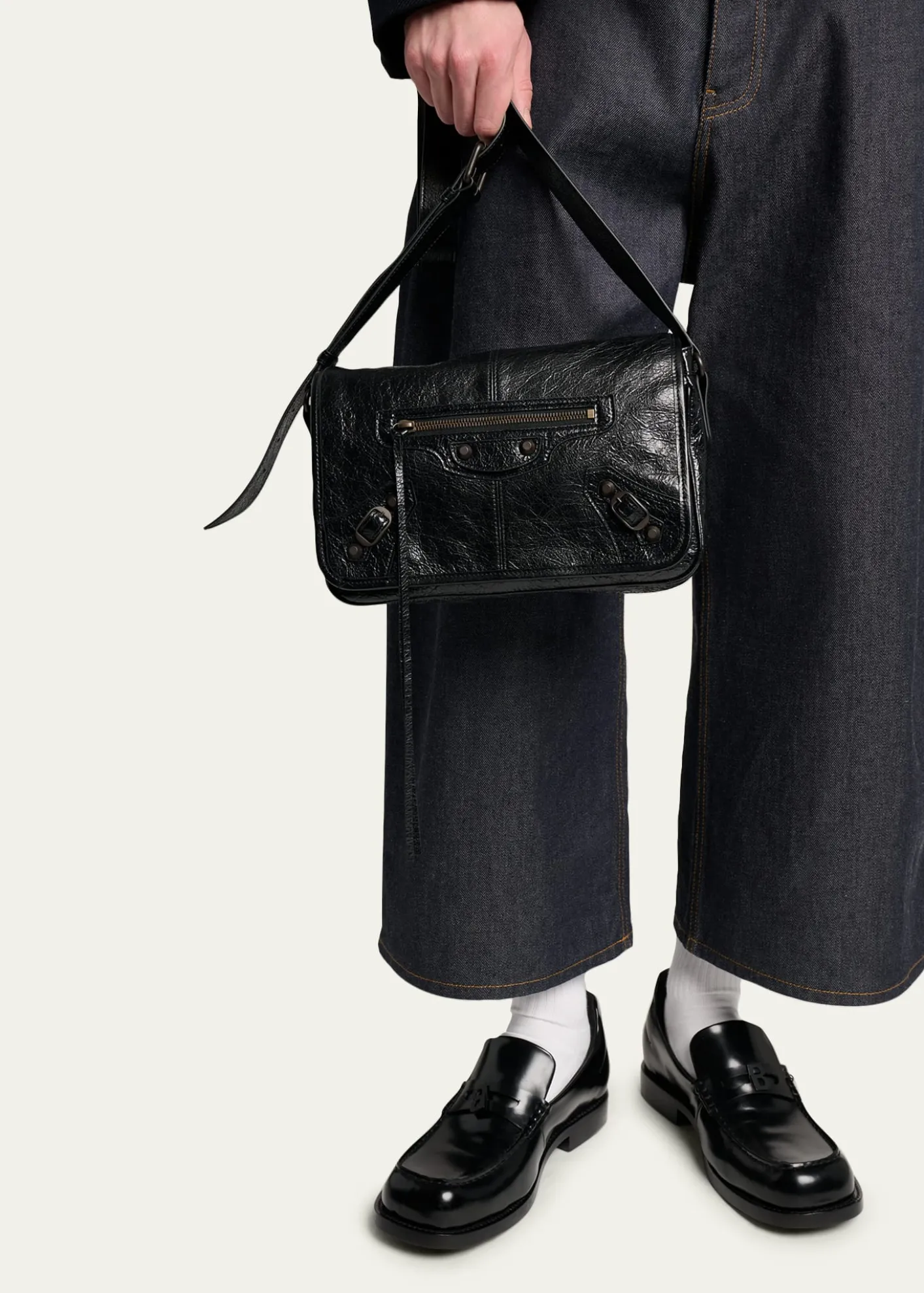 BalenciagaMen's Le City Flap Messenger Bag in Arena Lambskin