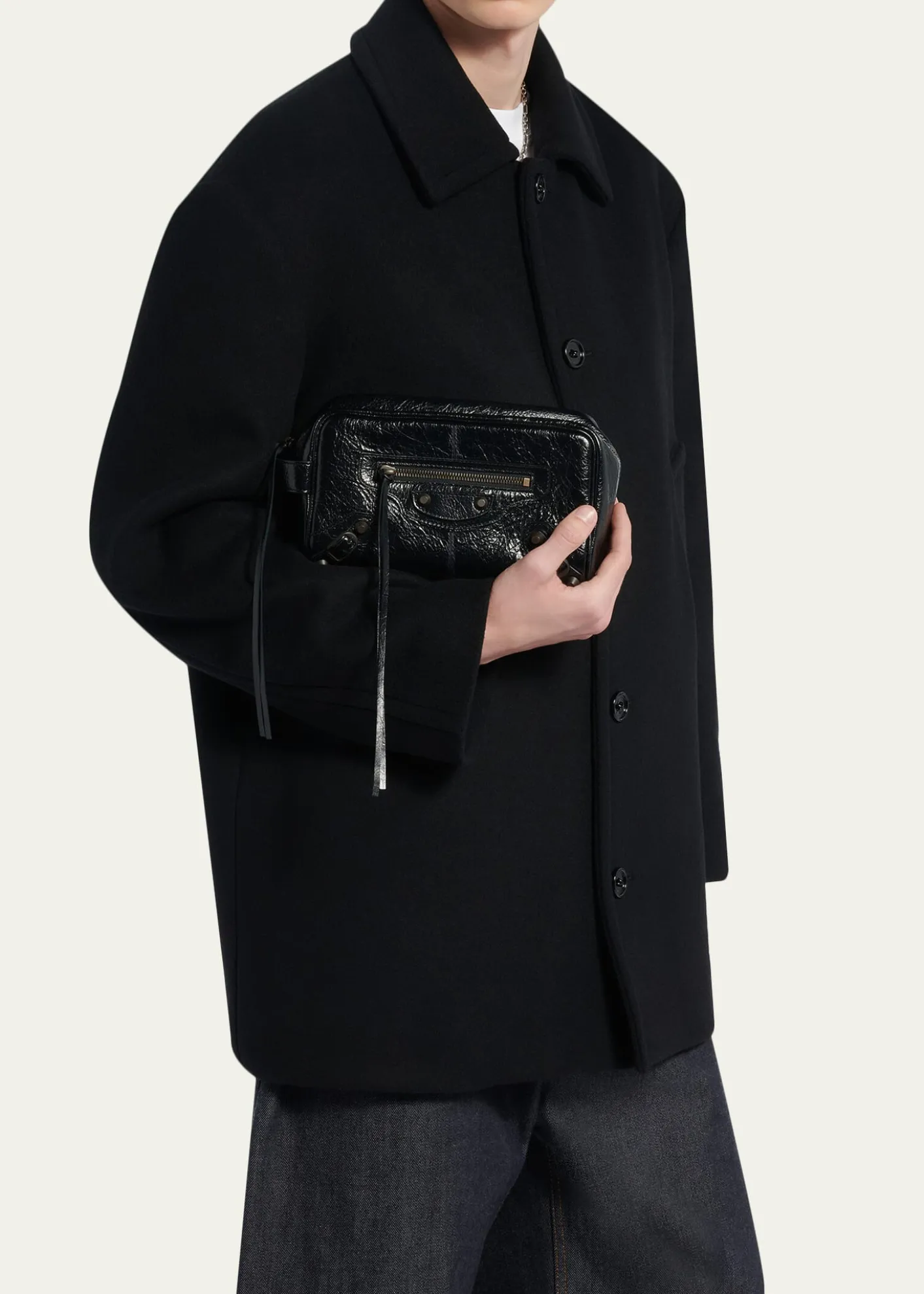 BalenciagaMen's Le City Leather Toiletry Bag