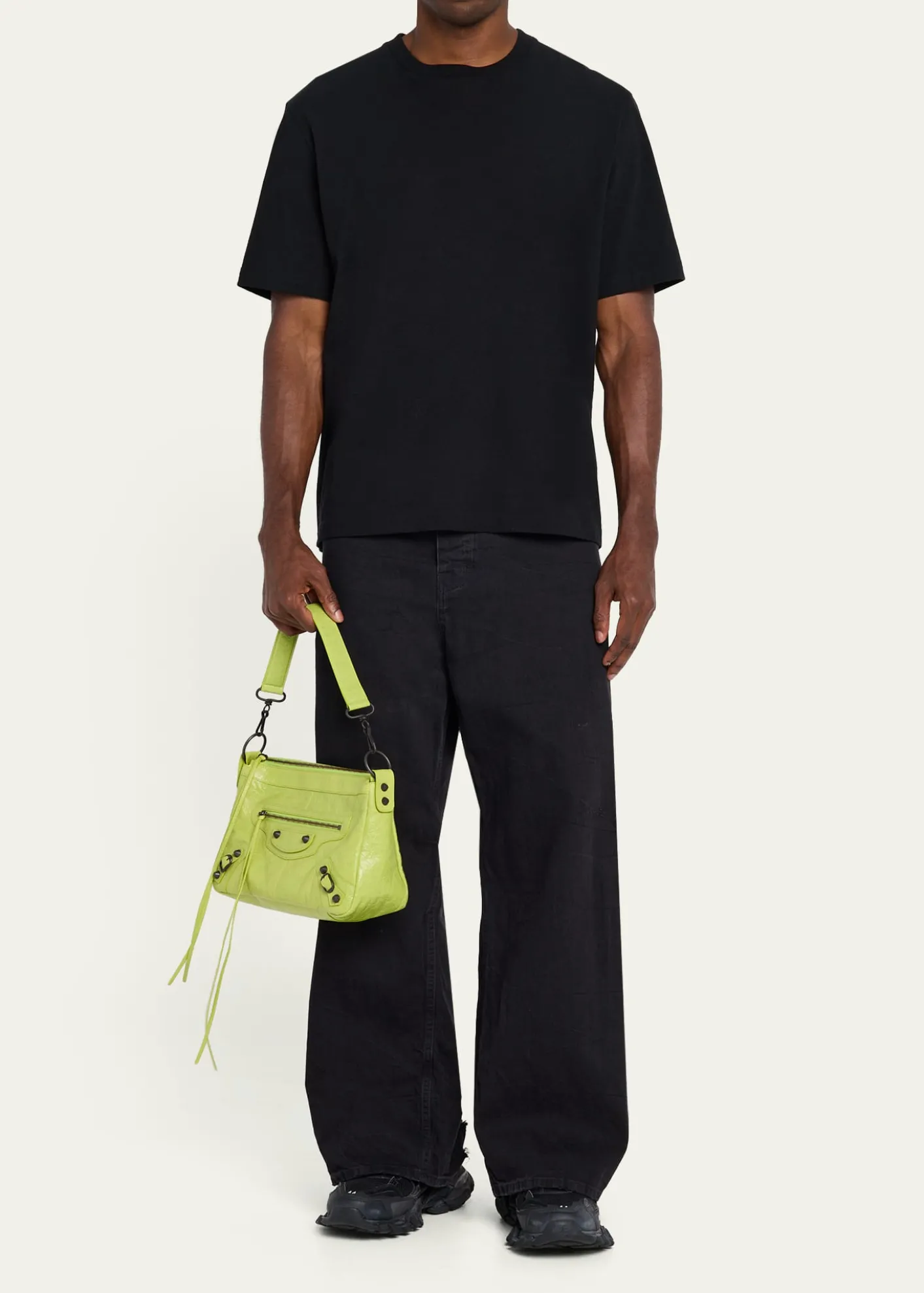 BalenciagaMen's Le City Moto Leather Shoulder Bag
