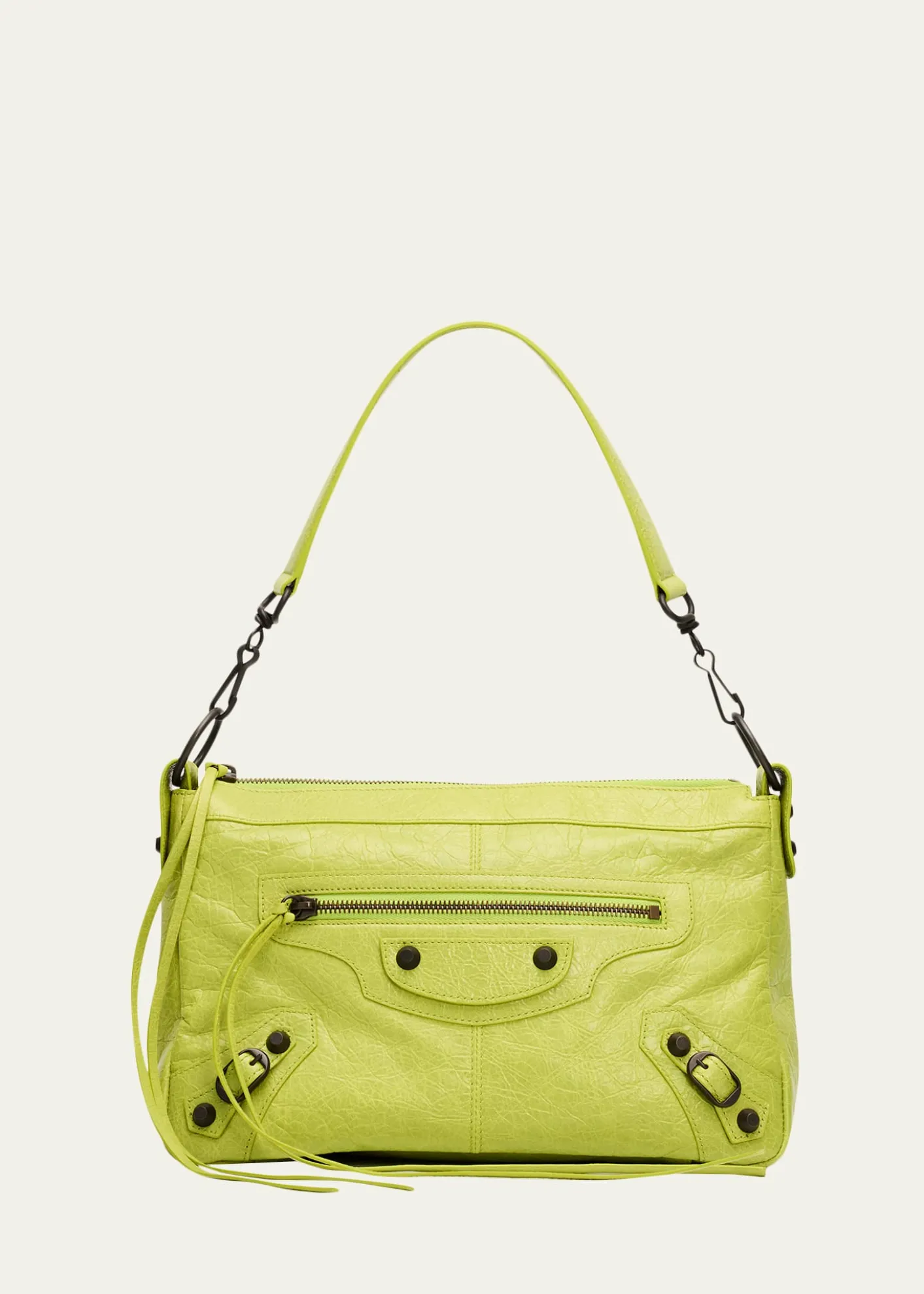 BalenciagaMen's Le City Moto Leather Shoulder Bag