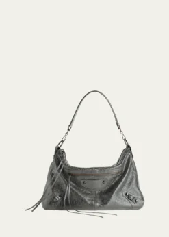 BalenciagaMen's Le City Moto Medium Leather Crossbody/Shoulder Bag