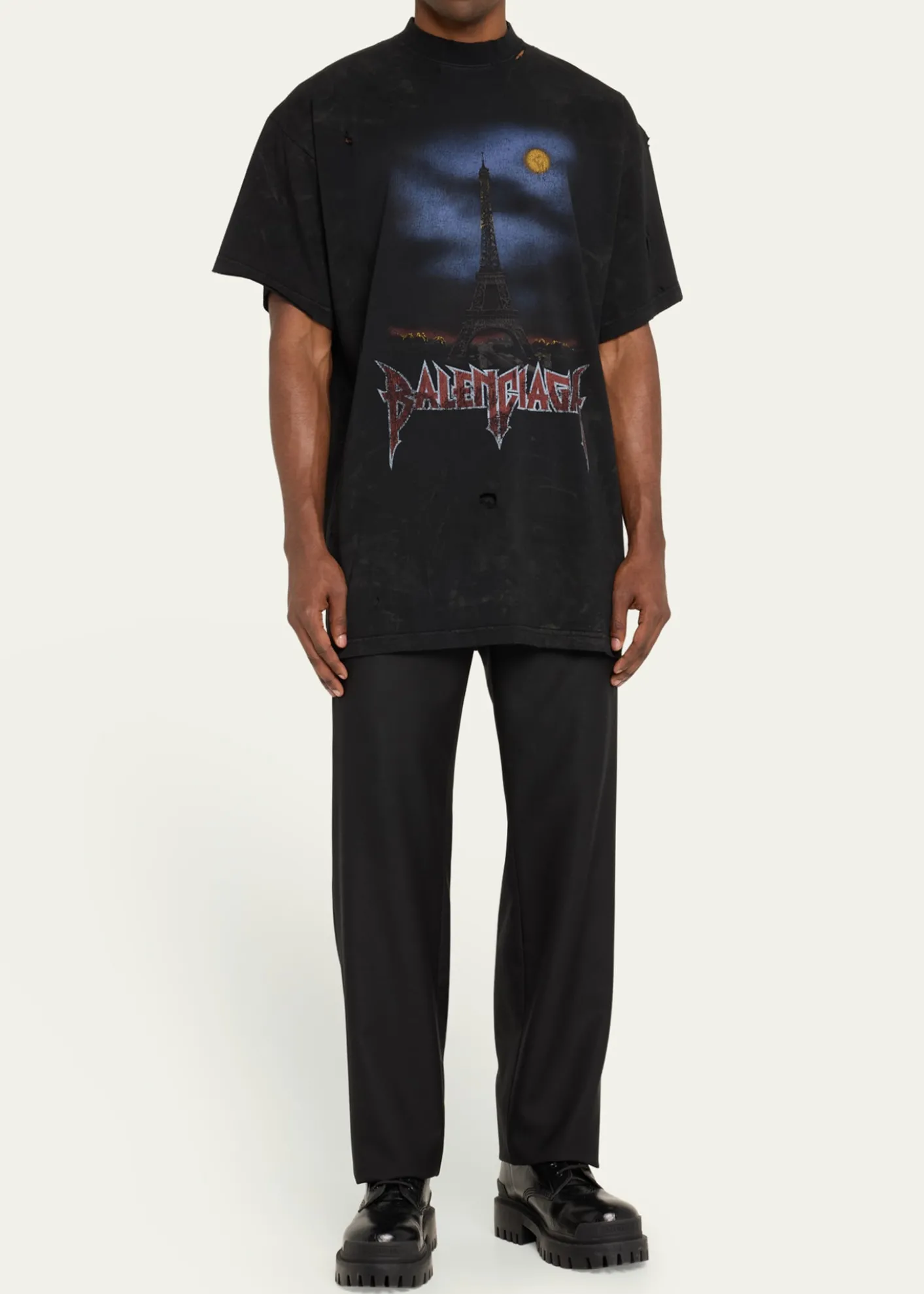 BalenciagaMen's Paris Moon Jersey T-Shirt