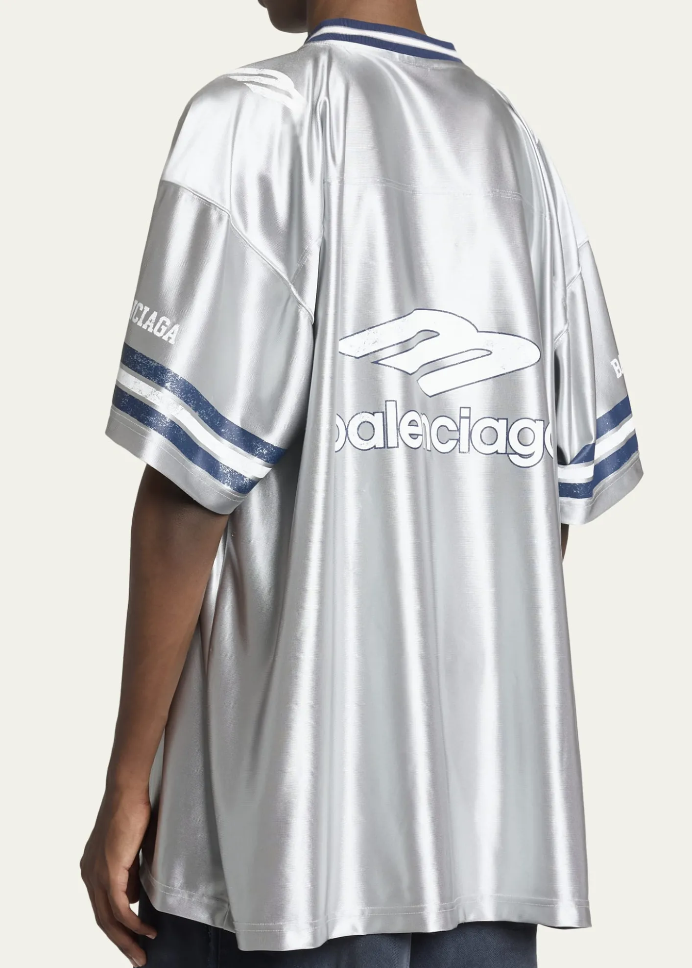 BalenciagaMen's Shiny 3B Football V-Neck T-Shirt