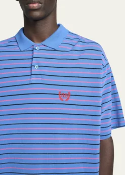 BalenciagaMen's Striped Pique Polo Shirt