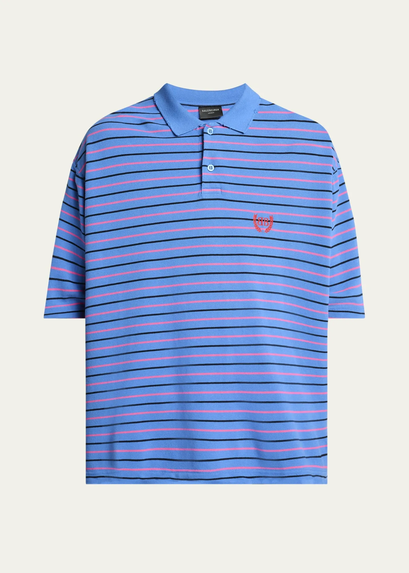 BalenciagaMen's Striped Pique Polo Shirt