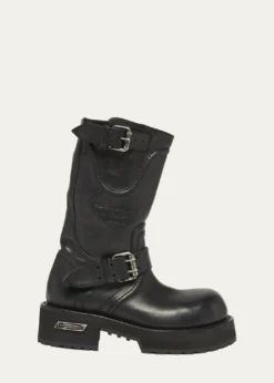 BalenciagaMen's Venom Leather Combat Boots