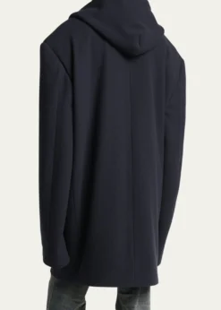 BalenciagaMen's Wool Oversized Hooded Short Coat
