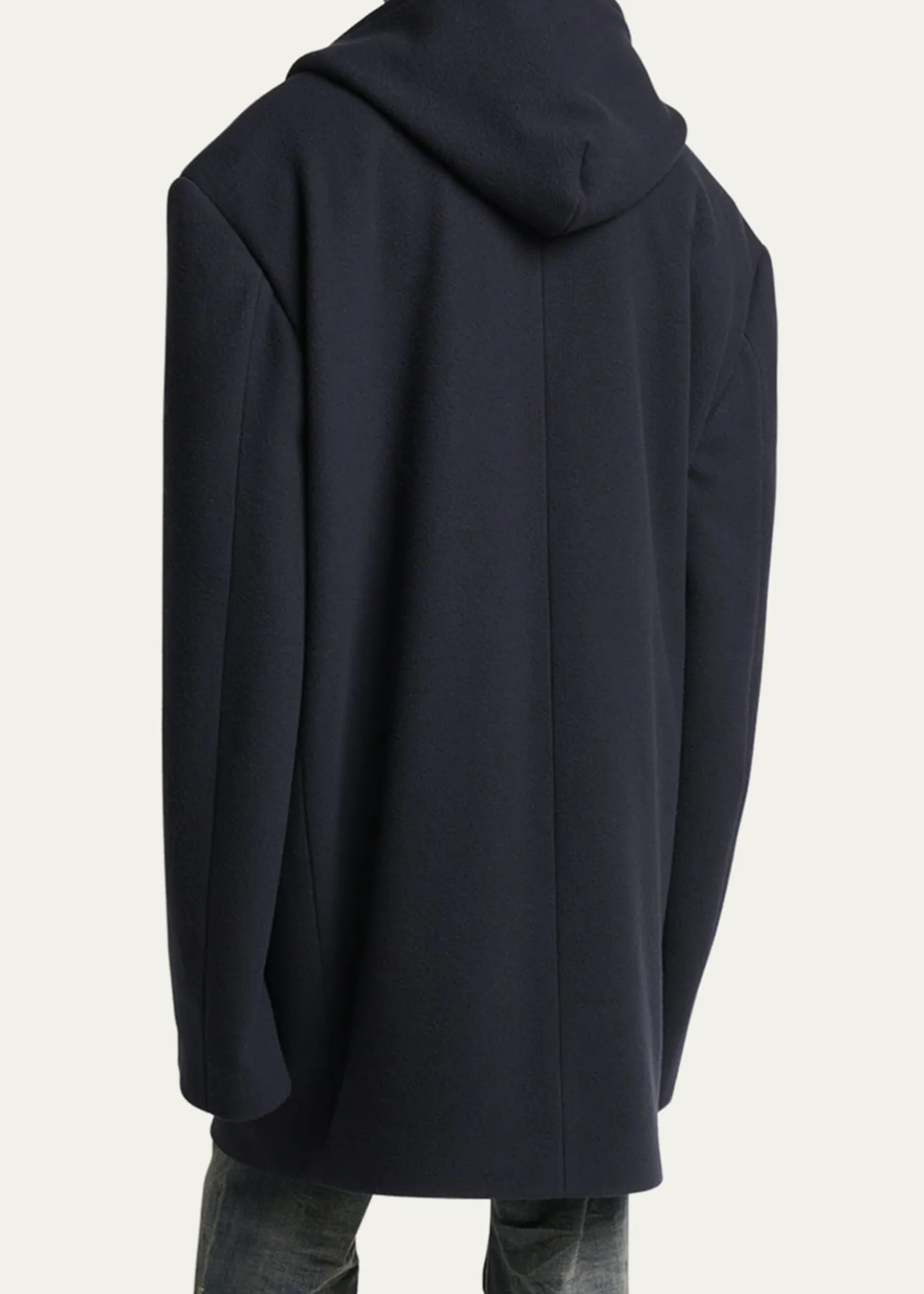 BalenciagaMen's Wool Oversized Hooded Short Coat