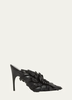 Balenciaga90mm Flowers Leather Mule Pumps