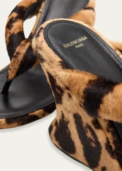 Balenciaga90mm Gaeta Calf Hair Wedge Thong Sandals