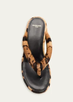 Balenciaga90mm Gaeta Calf Hair Wedge Thong Sandals