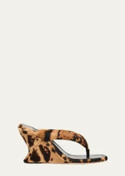 Balenciaga90mm Gaeta Calf Hair Wedge Thong Sandals