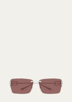 Balenciaga76mm Metal Rectangular Sunglasses