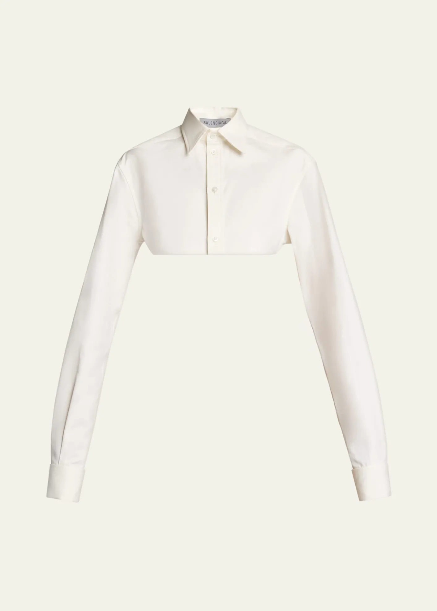 BalenciagaOrgandi Cotton-Silk Poplin Crop Collared Shirt