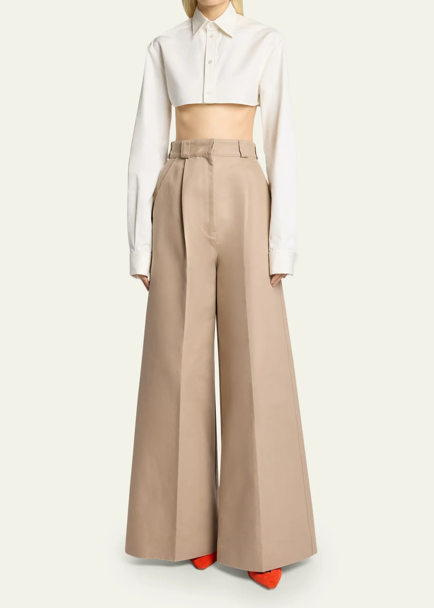 BalenciagaOrgandi Cotton-Silk Poplin Crop Collared Shirt