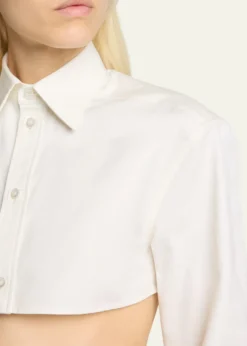 BalenciagaOrgandi Cotton-Silk Poplin Crop Collared Shirt