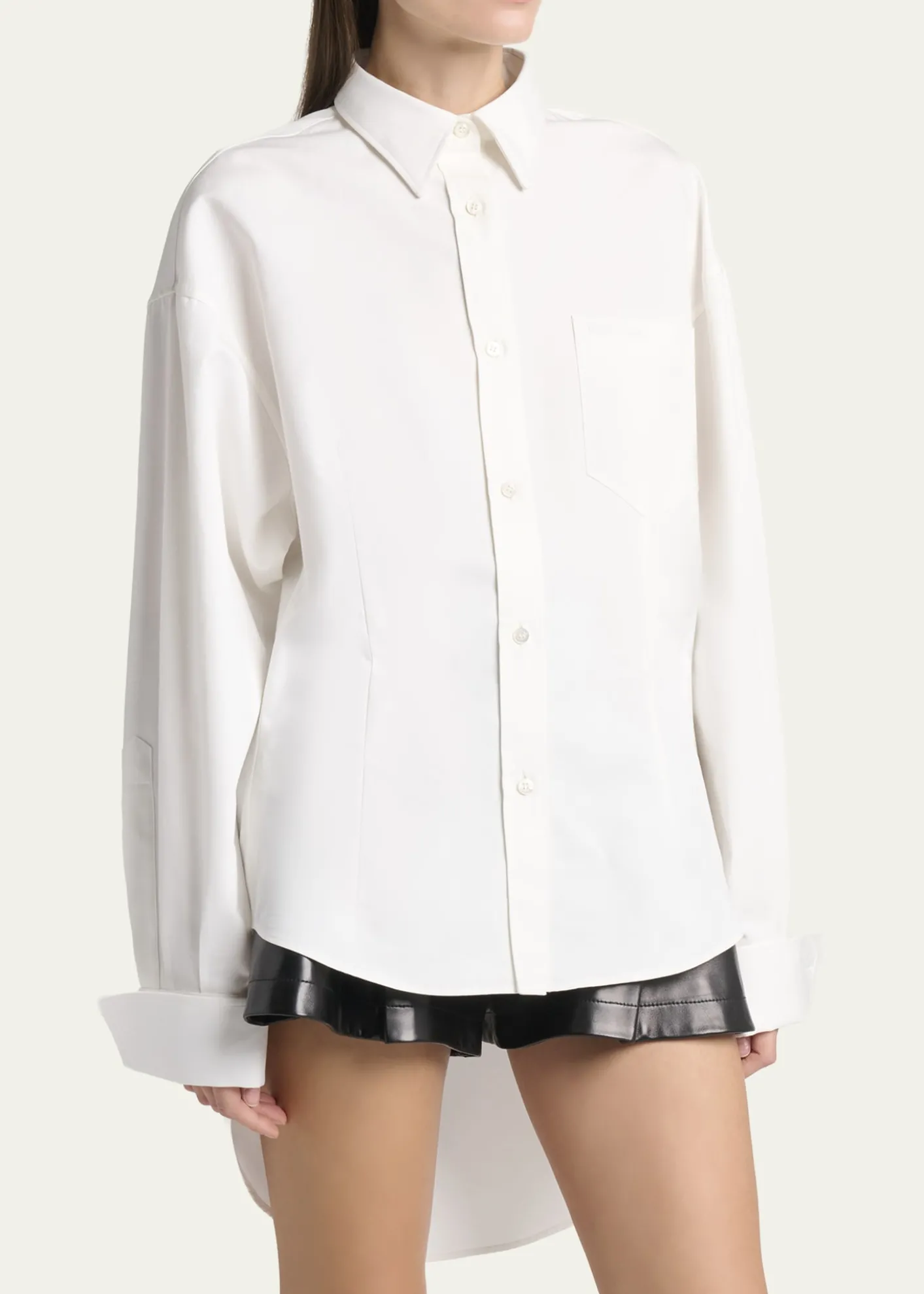 BalenciagaOrgandi Cotton-Silk Poplin Cocoon Collared Shirt