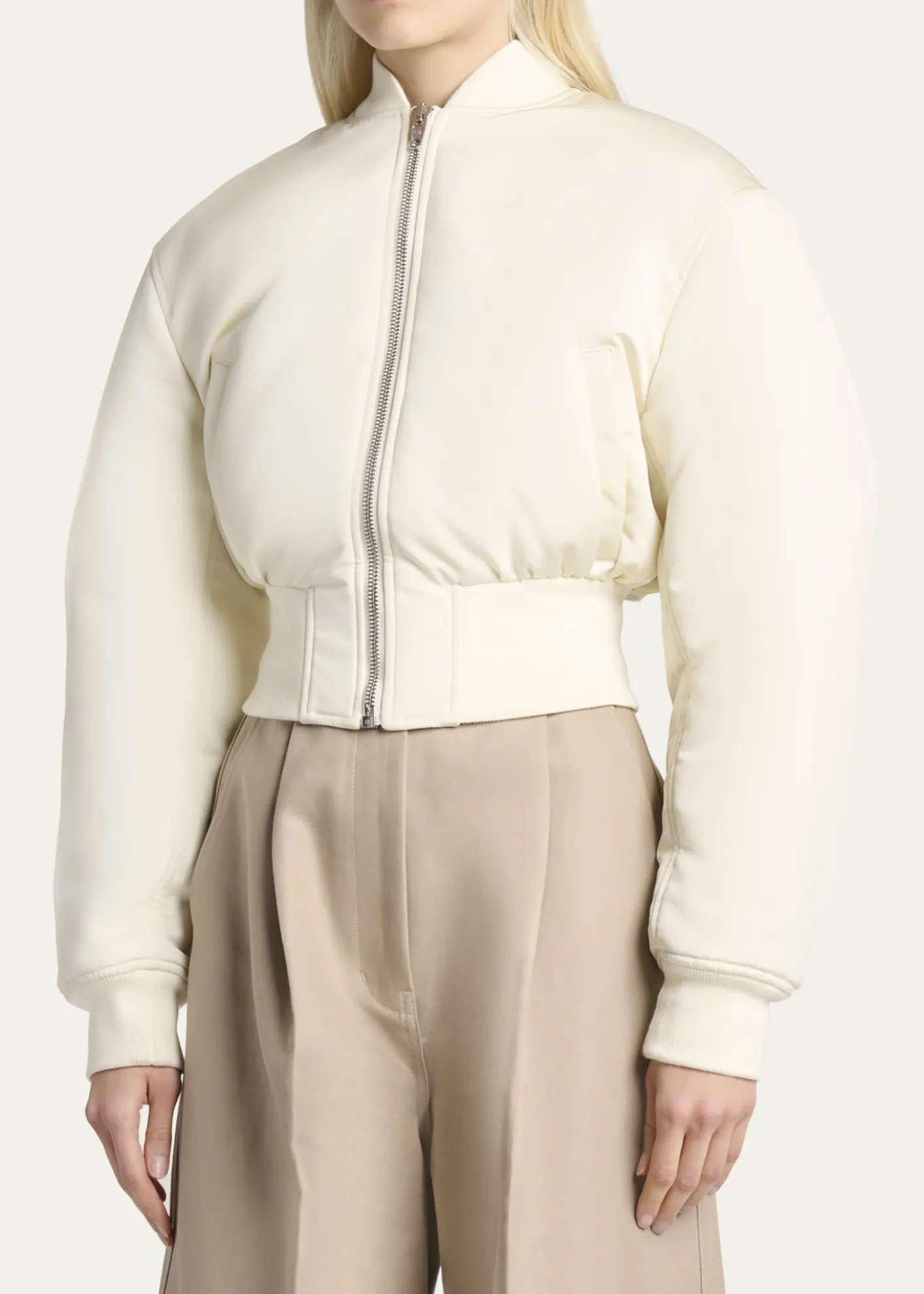 BalenciagaPadded Faille Crop Bomber Jacket