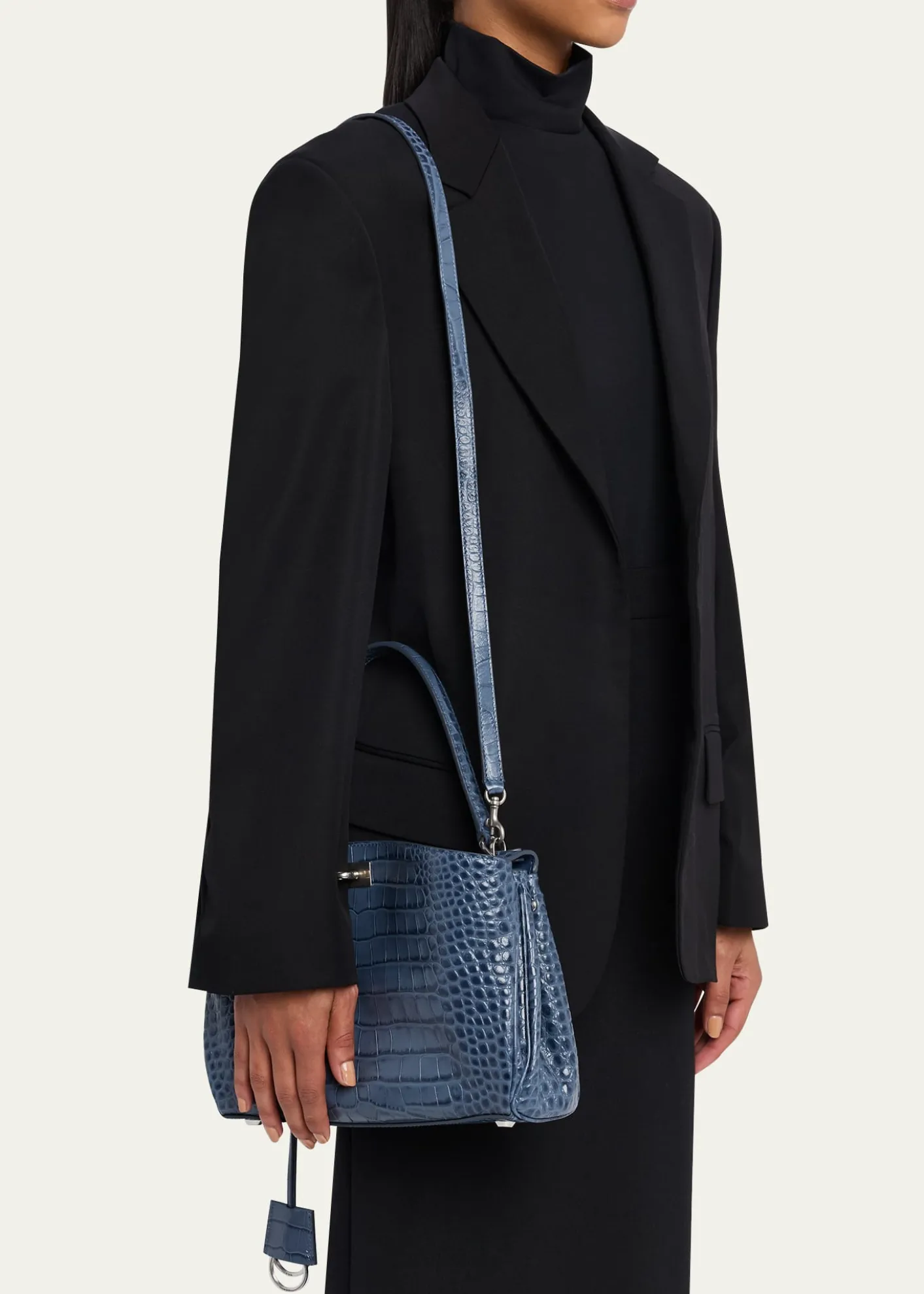 BalenciagaRodeo Croc-Embossed Leather Top-Handle Bag