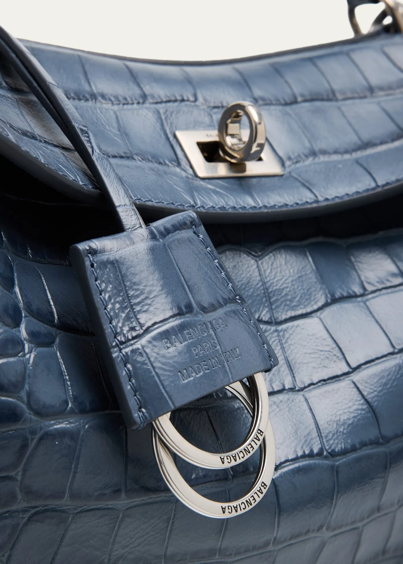BalenciagaRodeo Croc-Embossed Leather Top-Handle Bag