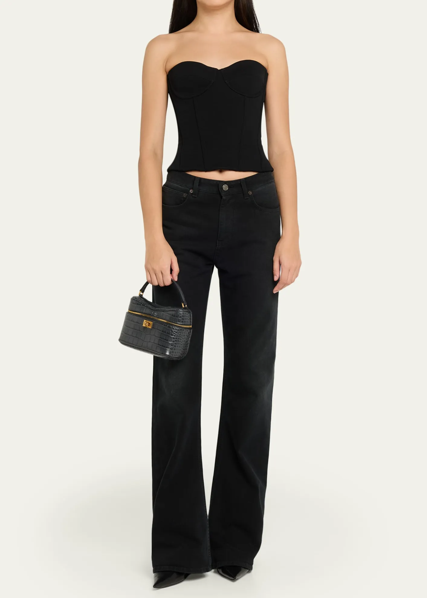 BalenciagaRodeo Croc-Embossed Leather Vanity Top-Handle Bag