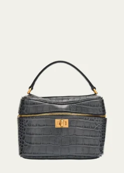 BalenciagaRodeo Croc-Embossed Leather Vanity Top-Handle Bag