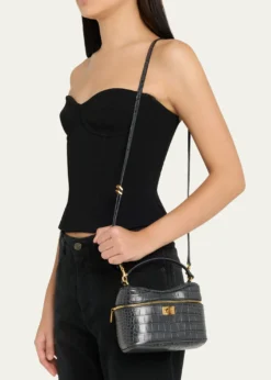 BalenciagaRodeo Croc-Embossed Leather Vanity Top-Handle Bag