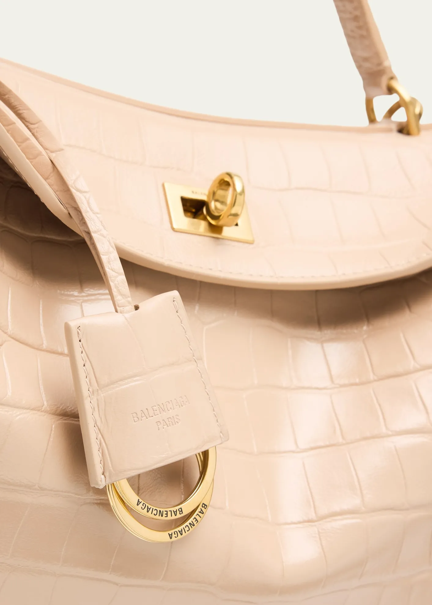 BalenciagaRodeo Croc-Embossed Leather Top-Handle Bag