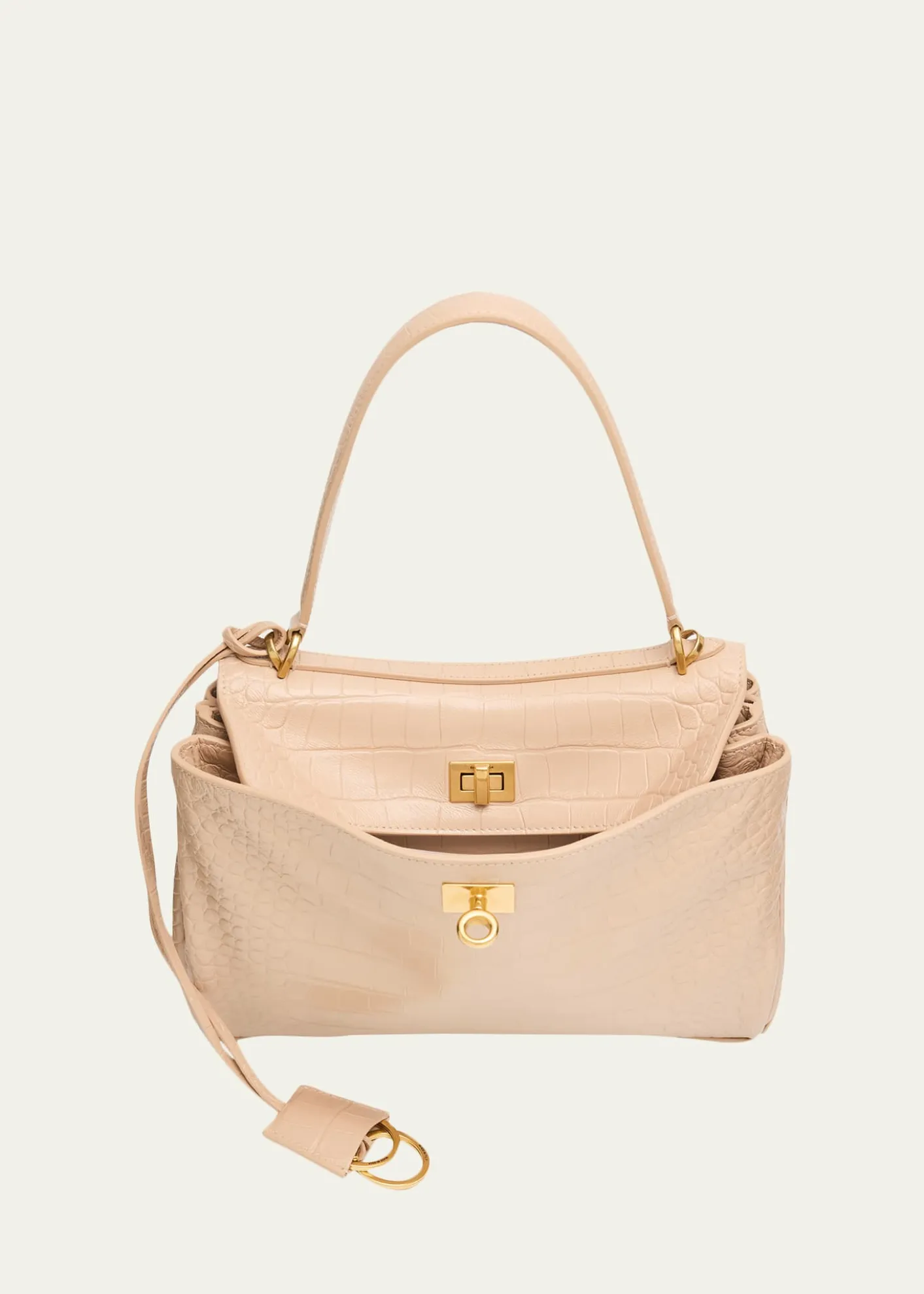 BalenciagaRodeo Croc-Embossed Leather Top-Handle Bag
