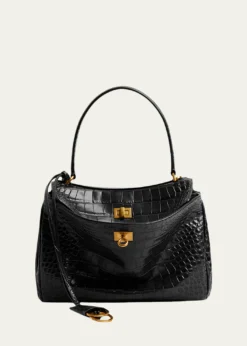 BalenciagaRodeo Croc-Embossed Leather Top-Handle Bag