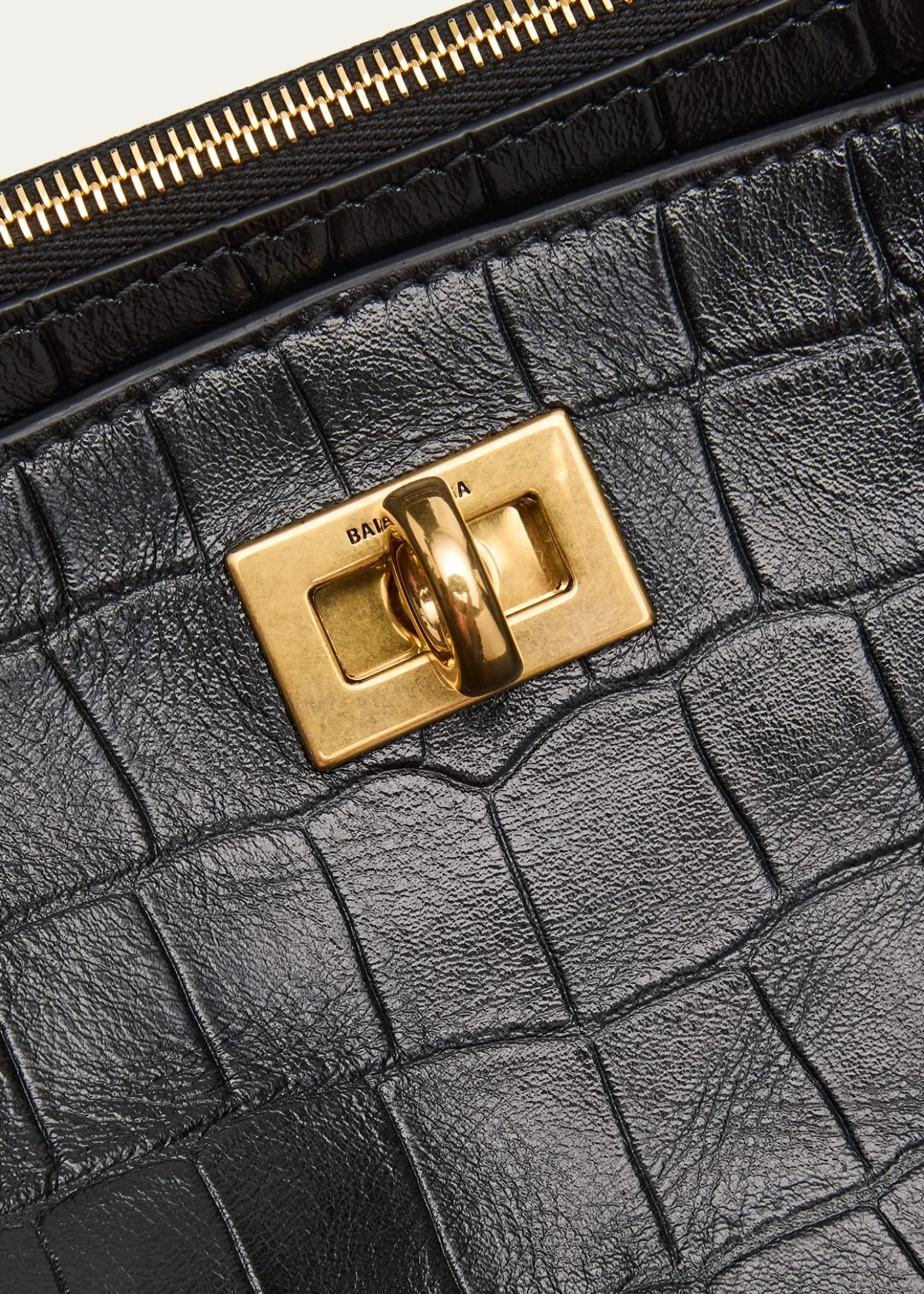 BalenciagaRodeo Croc-Embossed Leather Pochette
