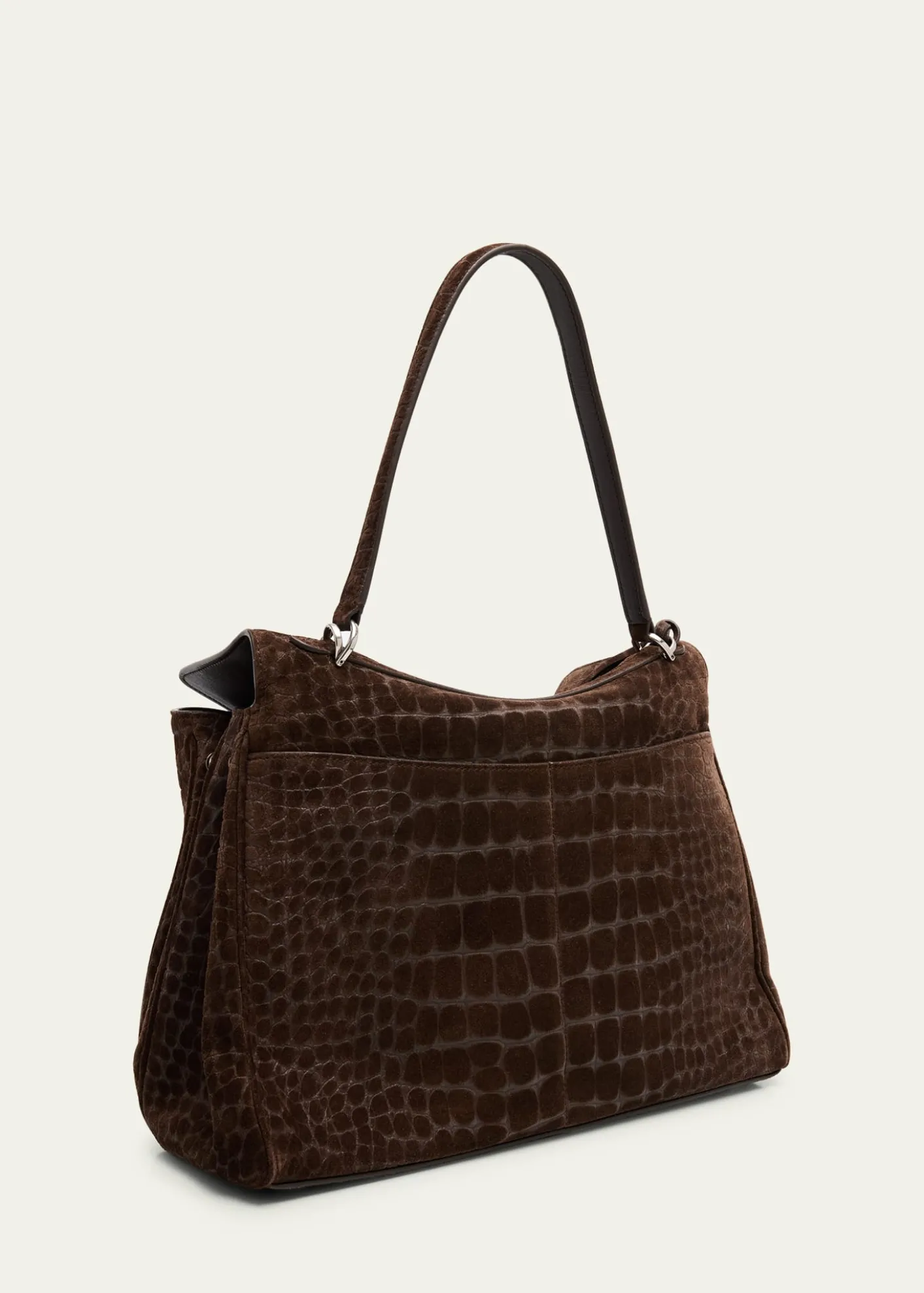 BalenciagaRodeo Medium Croc-Embossed Suede Top-Handle Bag