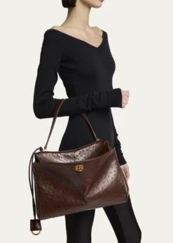 BalenciagaRodeo Medium Ostrich-Embossed Top-Handle Bag