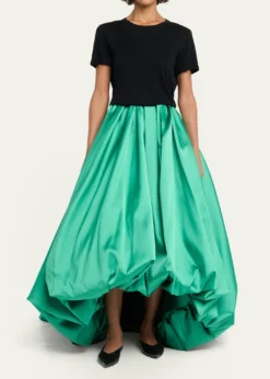 BalenciagaScuba Satin Pleated Midi Balloon Skirt