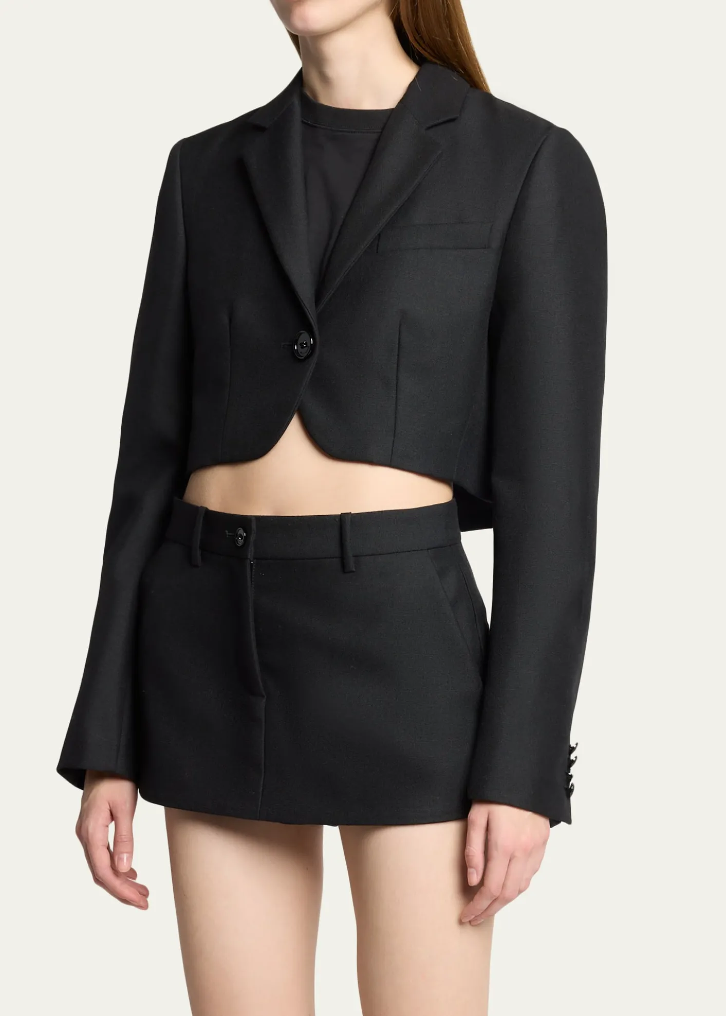 BalenciagaSingle-Breasted Wool Twill Crop High-Low Jacket