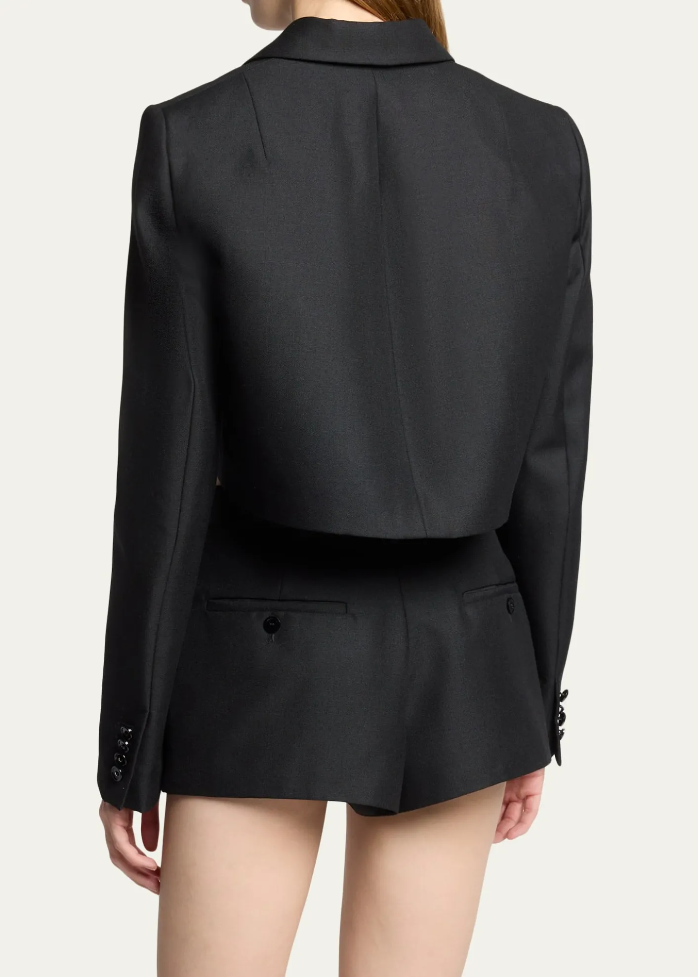 BalenciagaSingle-Breasted Wool Twill Crop High-Low Jacket