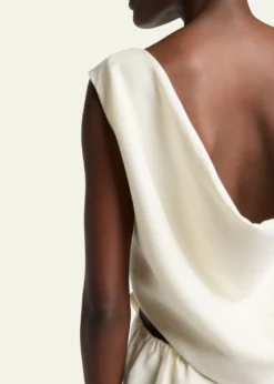 BalenciagaSleeveless Bow Draped-Back Cutout Midi Dress