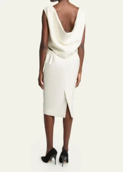 BalenciagaSleeveless Bow Draped-Back Cutout Midi Dress