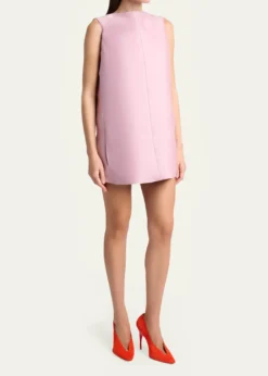 BalenciagaSleeveless Silk-Wool Mini Sack Dress