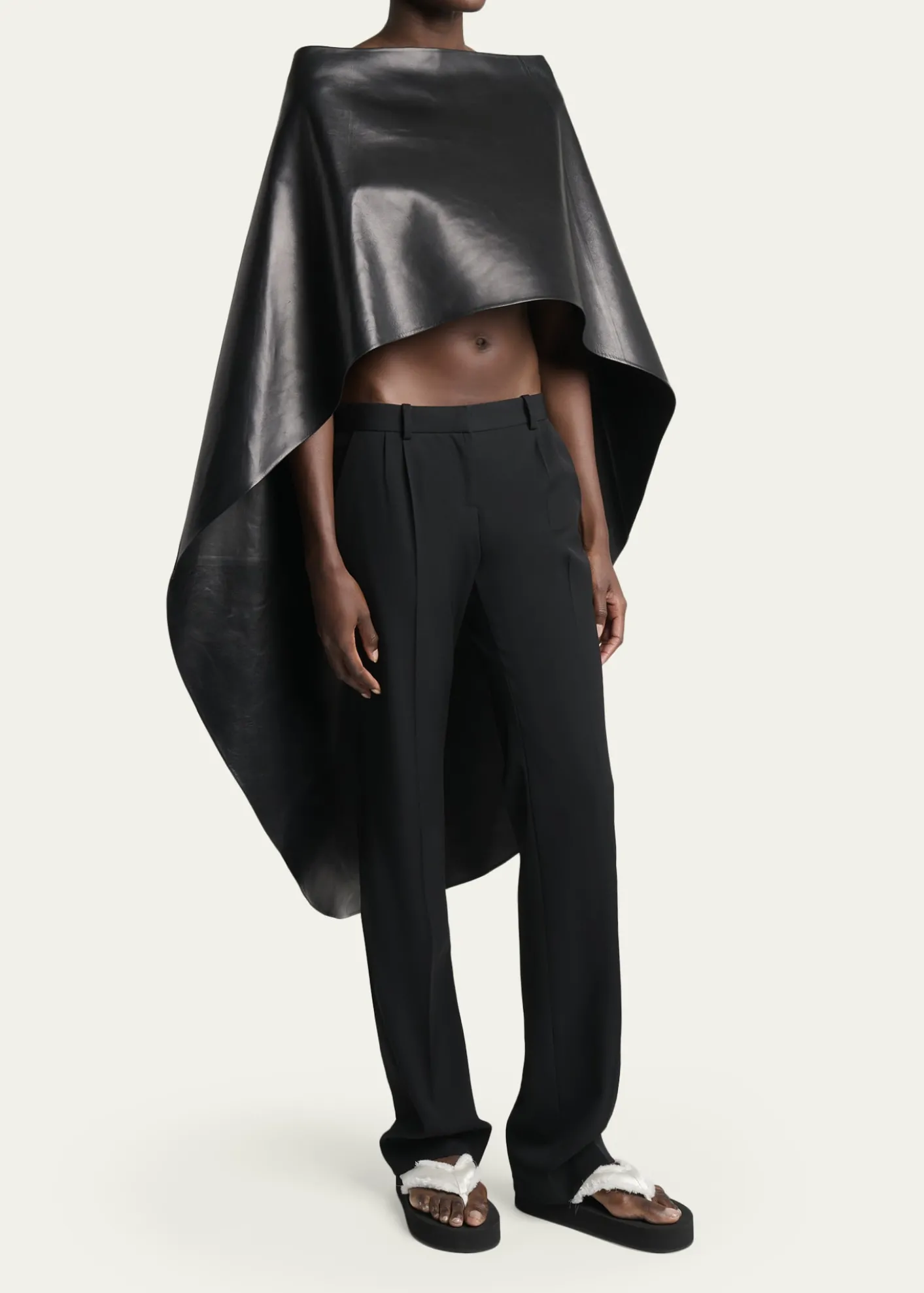 BalenciagaSmooth Leather High-Low Cape