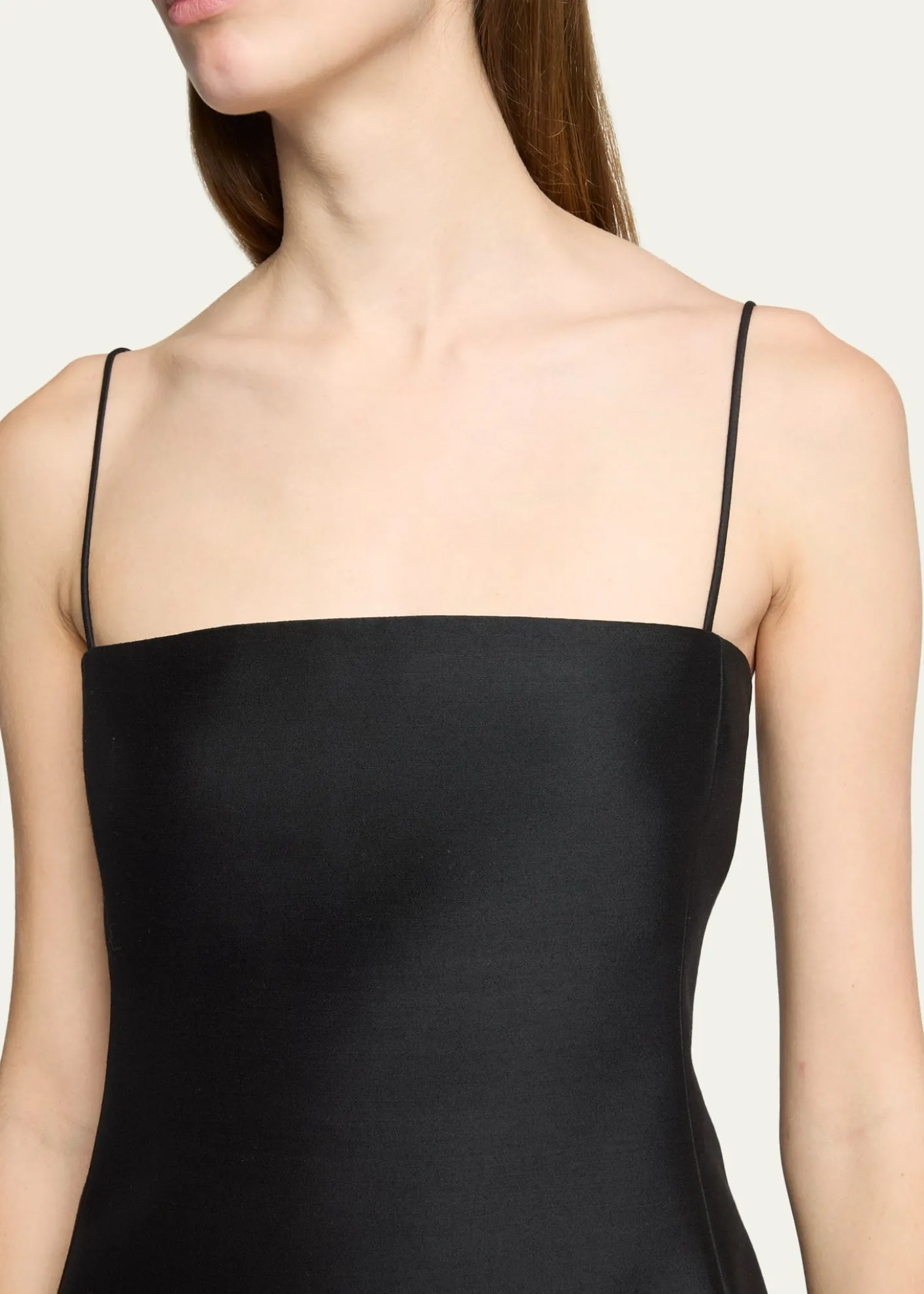 BalenciagaSquare-Neck High-Low Mini Babydoll Dress