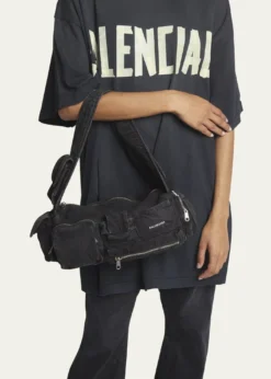 BalenciagaSuperbusy Sling Washed Denim Shoulder Bag
