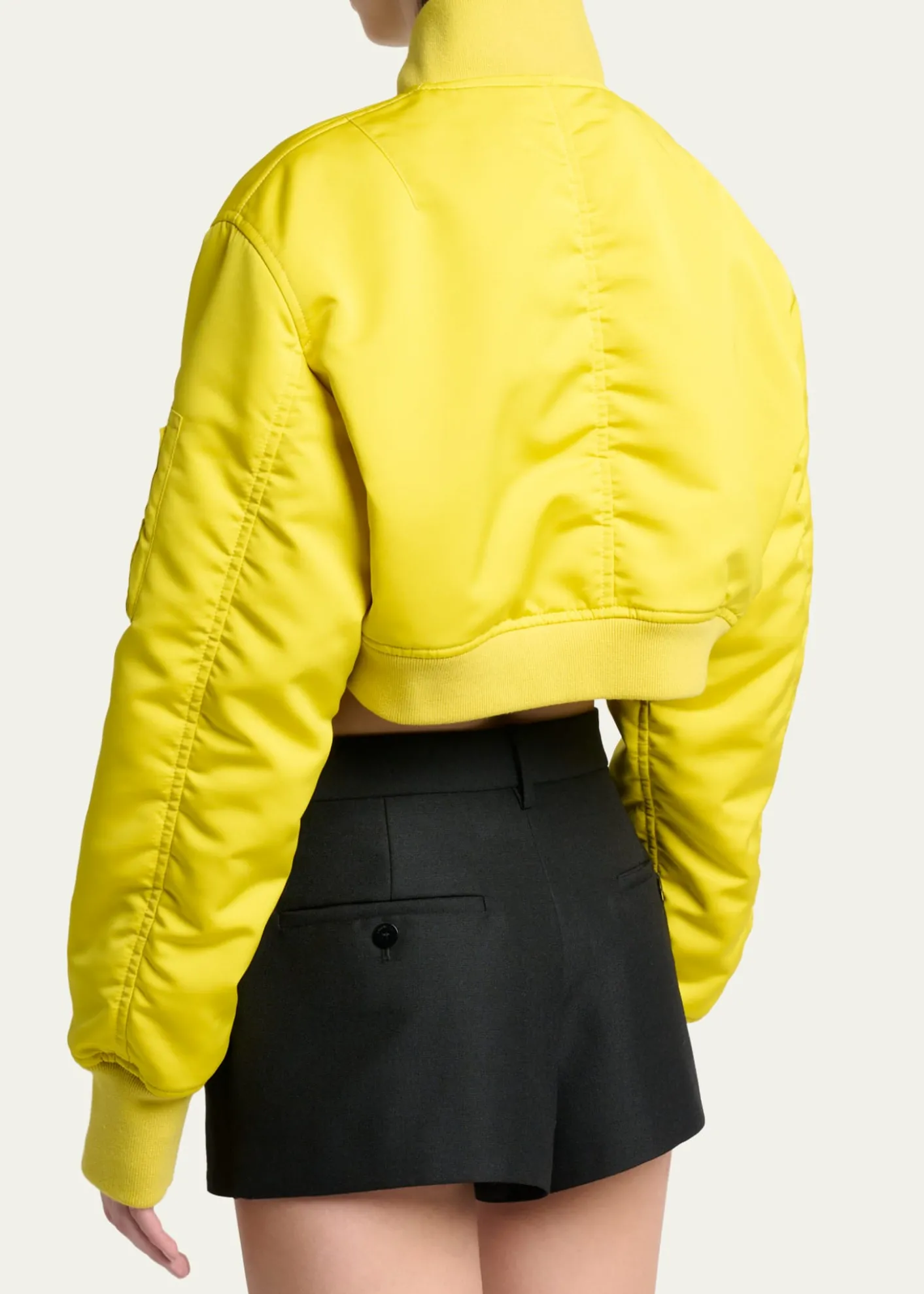 BalenciagaTechnical Faille Crop Bomber Jacket