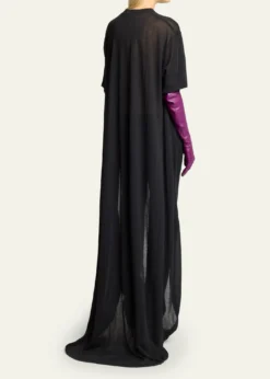 BalenciagaTransparent Jersey Short-Sleeve Train T-Shirt